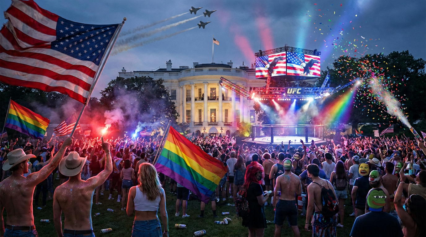 A patriotic lawn spectacle taken over by internet pageantry and fireworks